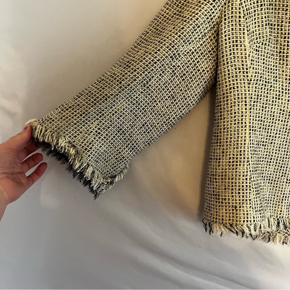 White House Black Market Tweed Blazer Black & White 3/4 Sleeve Career Wear Sz 12 - Picture 3 of 10